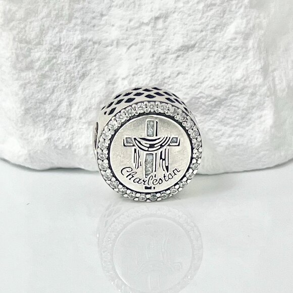 Pandora Charleston he is risen Bead Charm S925 Silver Charm - Picture 1 of 3